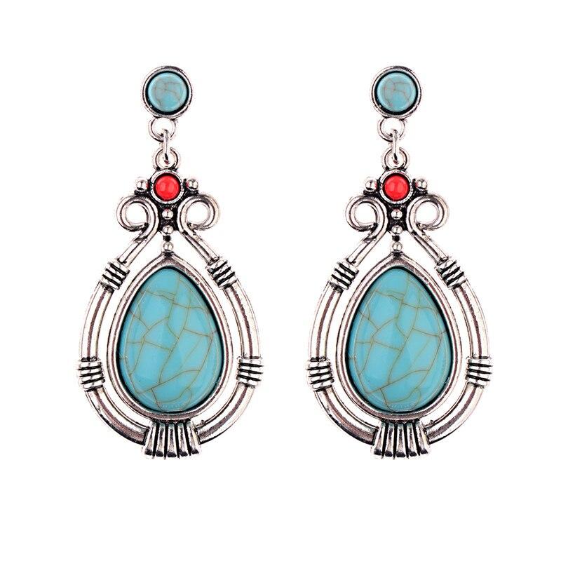 Turquoises Antique Dangles Earrings-Earrings-Rossny