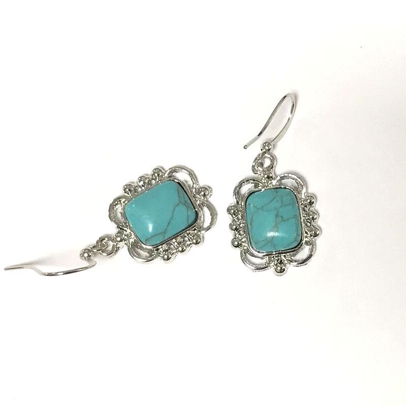 Vintage Turquoises Alloy Pattern Dangle Earrings-Earrings-Rossny