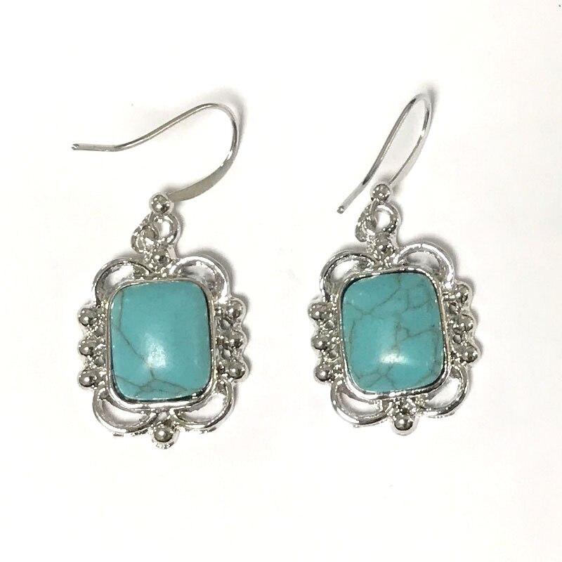 Vintage Turquoises Alloy Pattern Dangle Earrings-Earrings-Rossny