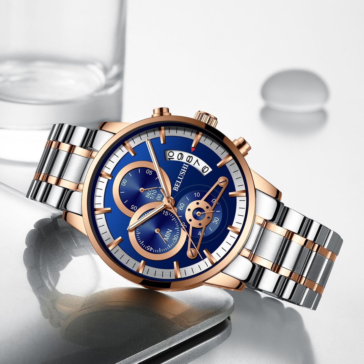 YSYH quartz watch men's gold business watch countdown calendar reloj hombre