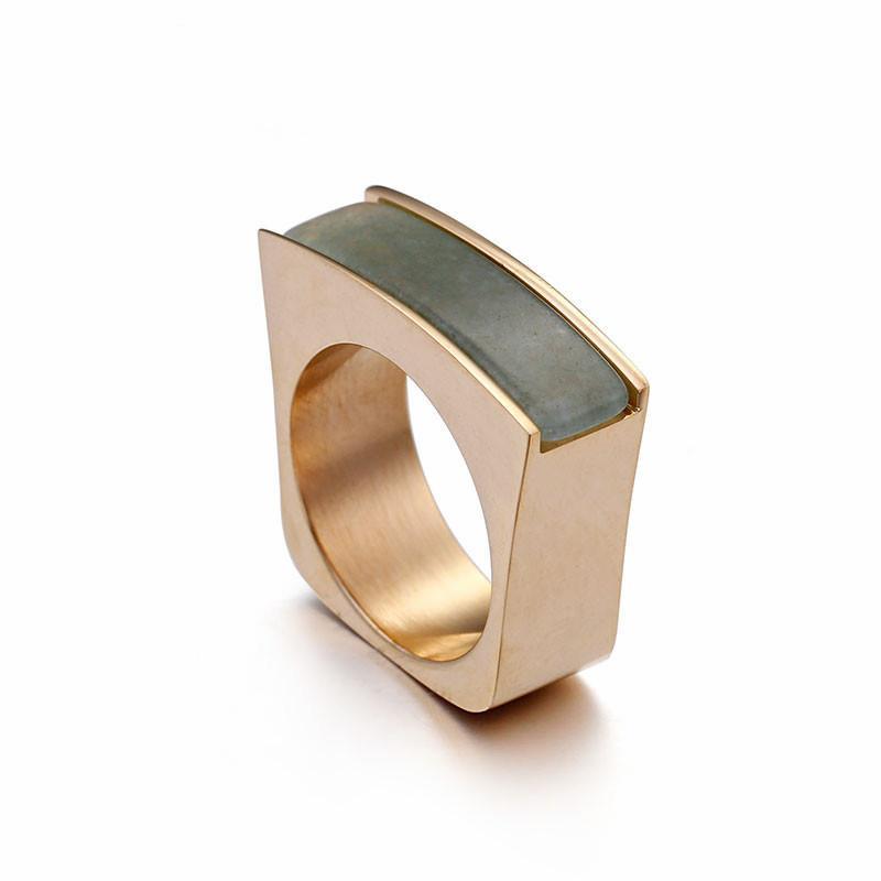 Rossny Stainless Steel Peru Lima Gold Rings For Women Bohemia Colorful Crystal Stone Charm Finger-Rings-Rossny