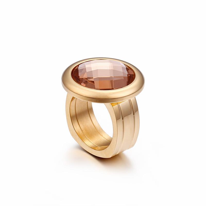 Rossny Women Rings Bulgaria Gold Stainless Steel & Colorful Stone Rings-Rings-Rossny