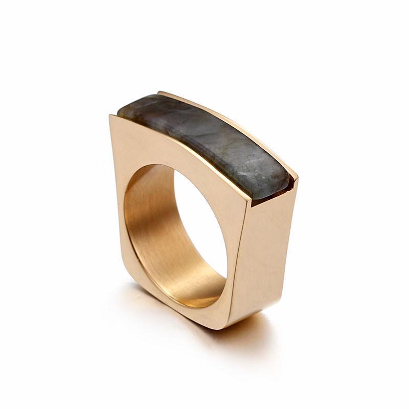 Rossny Stainless Steel Peru Lima Gold Rings For Women Bohemia Colorful Crystal Stone Charm Finger-Rings-Rossny