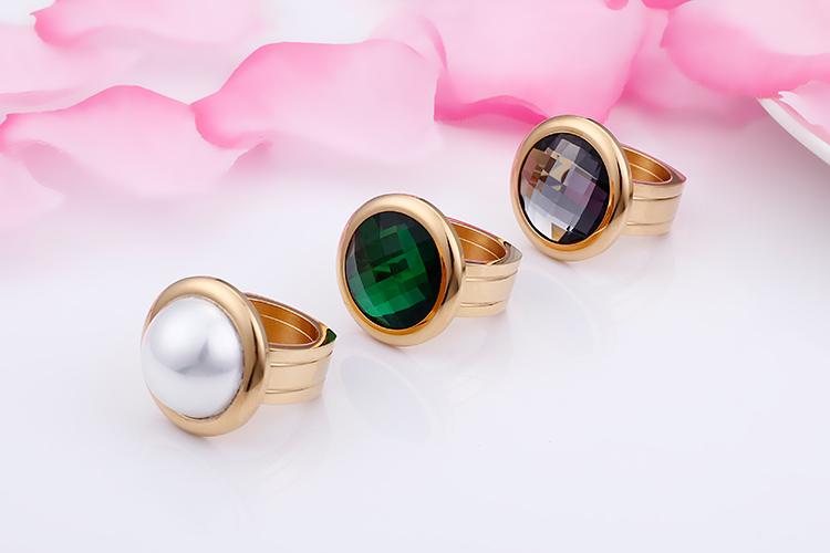 Rossny Women Rings Bulgaria Gold Stainless Steel & Colorful Stone Rings-Rings-Rossny