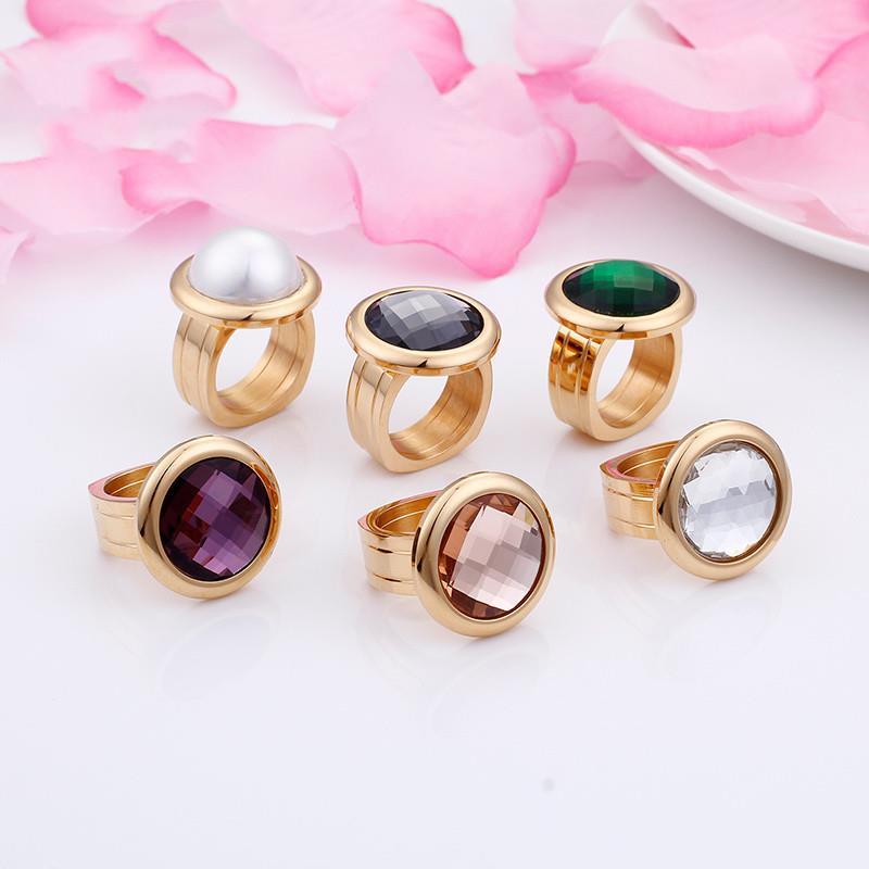 Rossny Women Rings Bulgaria Gold Stainless Steel & Colorful Stone Rings-Rings-Rossny
