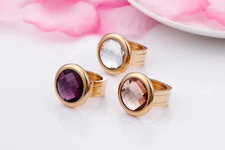 Rossny Women Rings Bulgaria Gold Stainless Steel & Colorful Stone Rings-Rings-Rossny