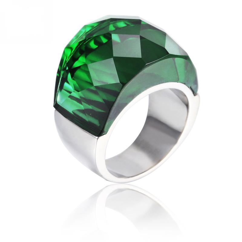 Rossny Bohemia Crystal Wedding Rings For Women Silver Stainless Steel Engagement Jewelry-Rings-Rossny