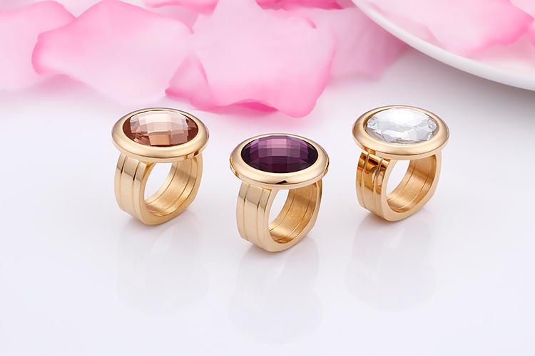 Rossny Women Rings Bulgaria Gold Stainless Steel & Colorful Stone Rings-Rings-Rossny
