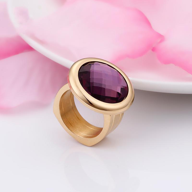 Rossny Women Rings Bulgaria Gold Stainless Steel & Colorful Stone Rings-Rings-Rossny