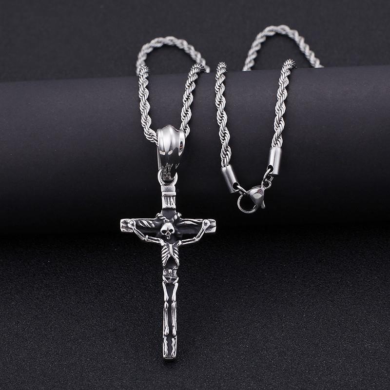 Punk Cross & Skull Stainless Steel Chain Necklace Jewelry-Necklace Pendant-Rossny