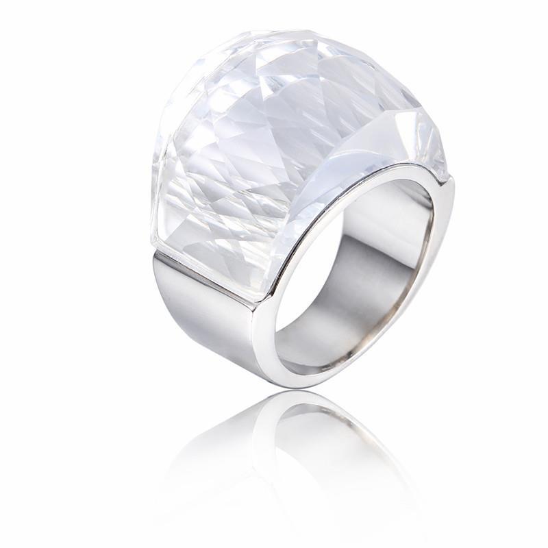 Rossny Bohemia Crystal Wedding Rings For Women Silver Stainless Steel Engagement Jewelry-Rings-Rossny