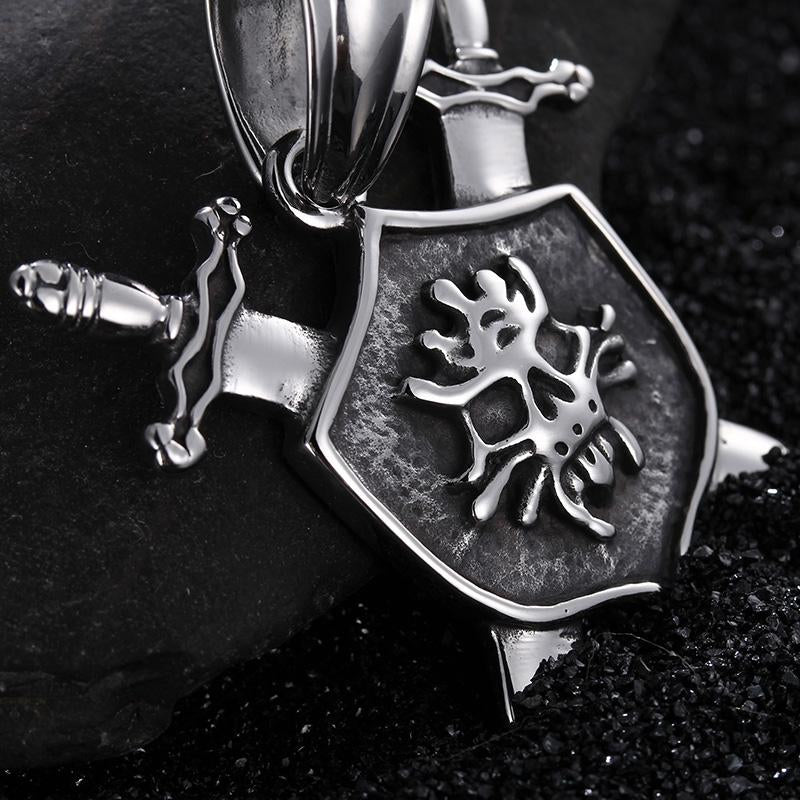 Viking Style Skull Stainless Steel Rock Skeleton Pendant Necklace Long Chain Cool Biker-Necklace Pendant-Rossny