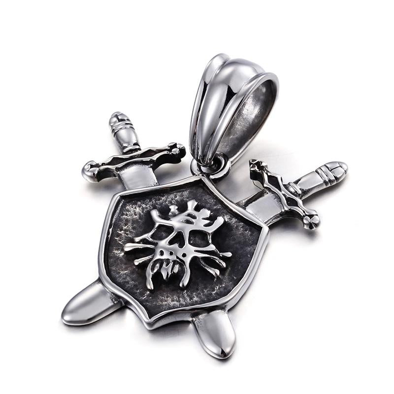 Viking Style Skull Stainless Steel Rock Skeleton Pendant Necklace Long Chain Cool Biker-Necklace Pendant-Rossny