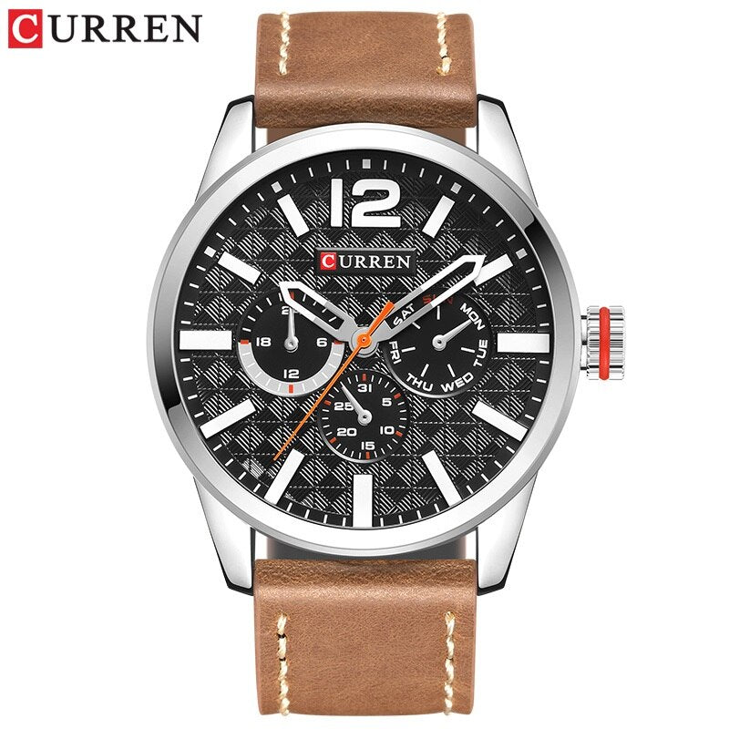 Luxury Brand YSYH Analog Sports Watch Leather Strap Quartz Men Wristwatch