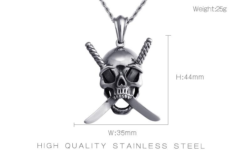 Gothic Viking Stainless Steel Skull Sword Pendant Necklace Jewelry-Necklace Pendant-Rossny