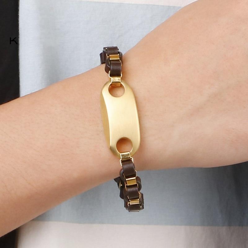 Stainless Steel Gold/Silver Geometric Charm Homme Leather Bracelet Jewelry-Bracelet-Rossny