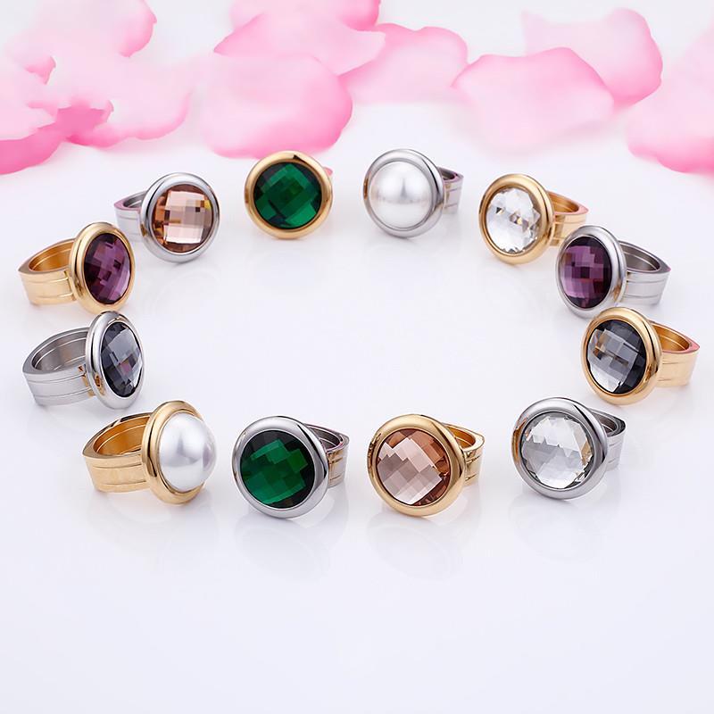 Rossny Women Rings Bulgaria Gold Stainless Steel & Colorful Stone Rings-Rings-Rossny