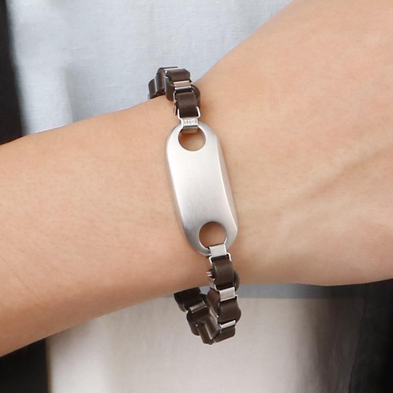 Stainless Steel Gold/Silver Geometric Charm Homme Leather Bracelet Jewelry-Bracelet-Rossny