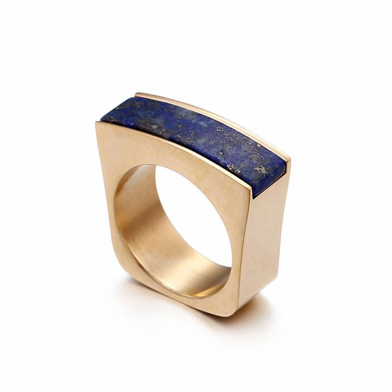 Rossny Stainless Steel Peru Lima Gold Rings For Women Bohemia Colorful Crystal Stone Charm Finger-Rings-Rossny