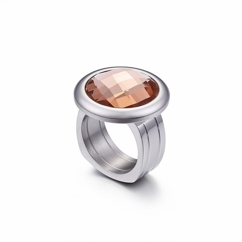 Rossny Women Rings Bulgaria Gold Stainless Steel & Colorful Stone Rings-Rings-Rossny