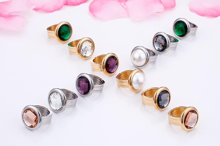 Rossny Women Rings Bulgaria Gold Stainless Steel & Colorful Stone Rings-Rings-Rossny