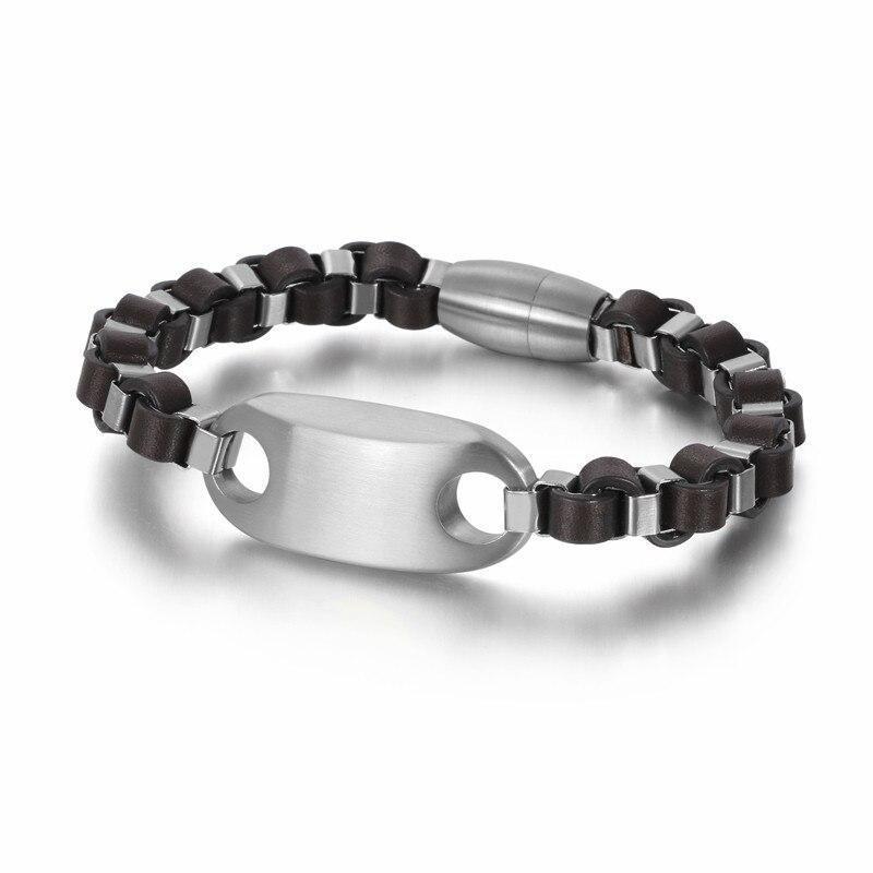 Stainless Steel Gold/Silver Geometric Charm Homme Leather Bracelet Jewelry-Bracelet-Rossny