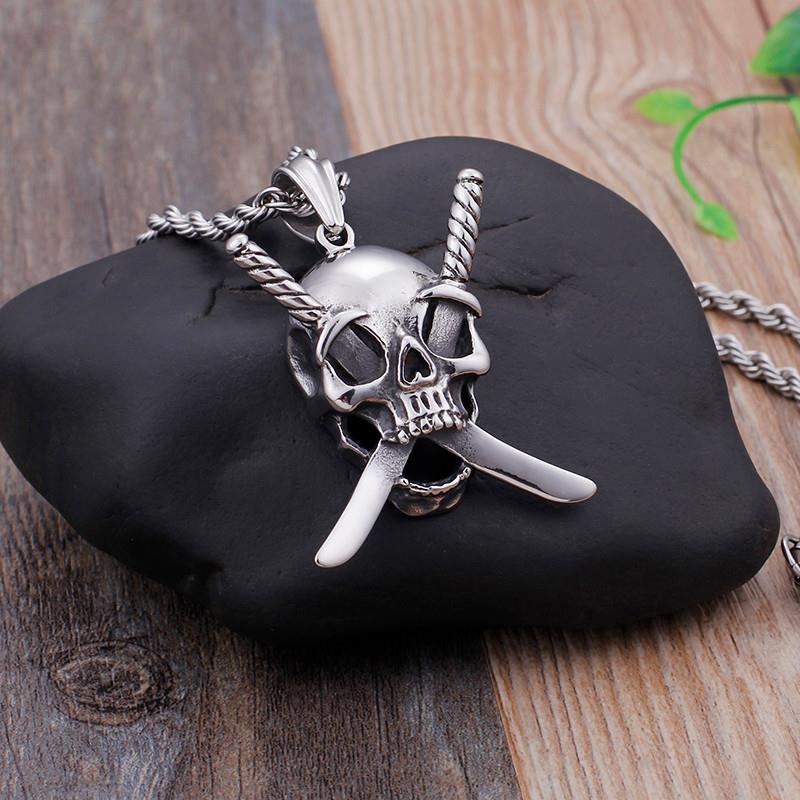 Gothic Viking Stainless Steel Skull Sword Pendant Necklace Jewelry-Necklace Pendant-Rossny