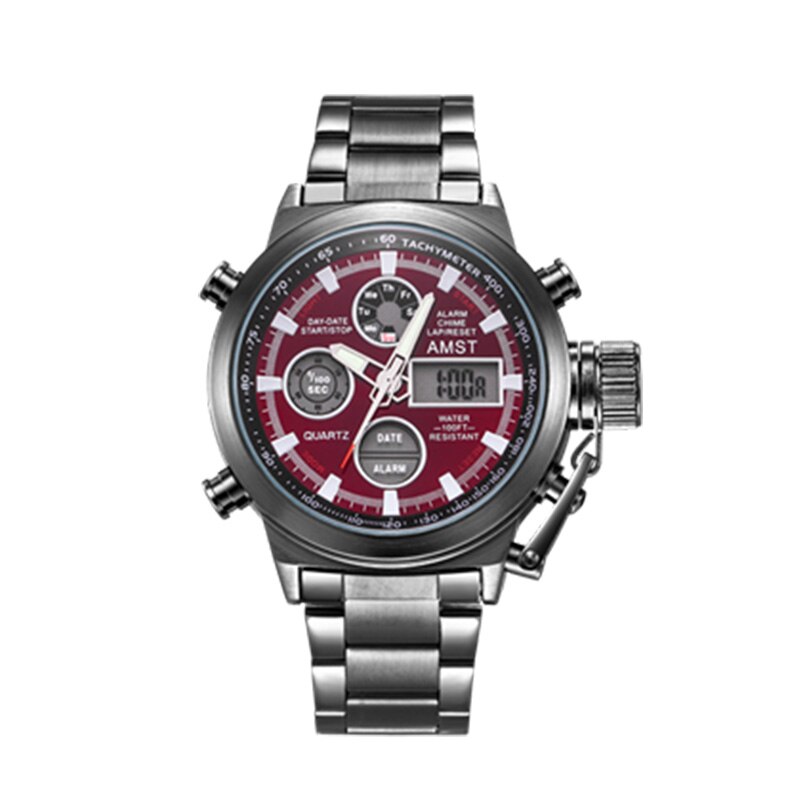 YSYH New Men's Wristwatch Clock Digital Dual Display Watch Male Multi-function Quartz Clock 50M Waterproof Chronograph