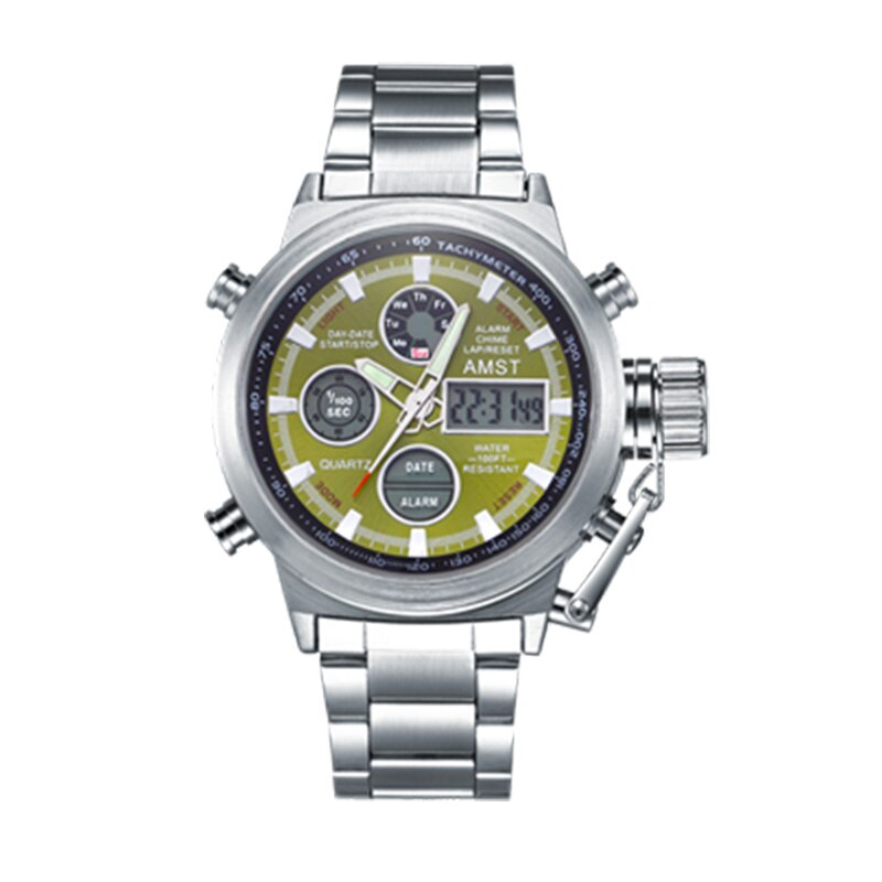 YSYH New Men's Wristwatch Clock Digital Dual Display Watch Male Multi-function Quartz Clock 50M Waterproof Chronograph