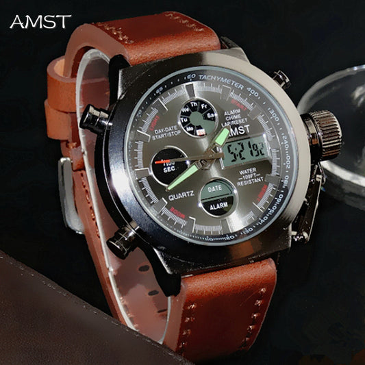 YSYH Wrangler Series Men's Watch 50 Meter Dive Leather Strap Military Watch Men's Waterproof Sports Quartz Alarm Clock  New