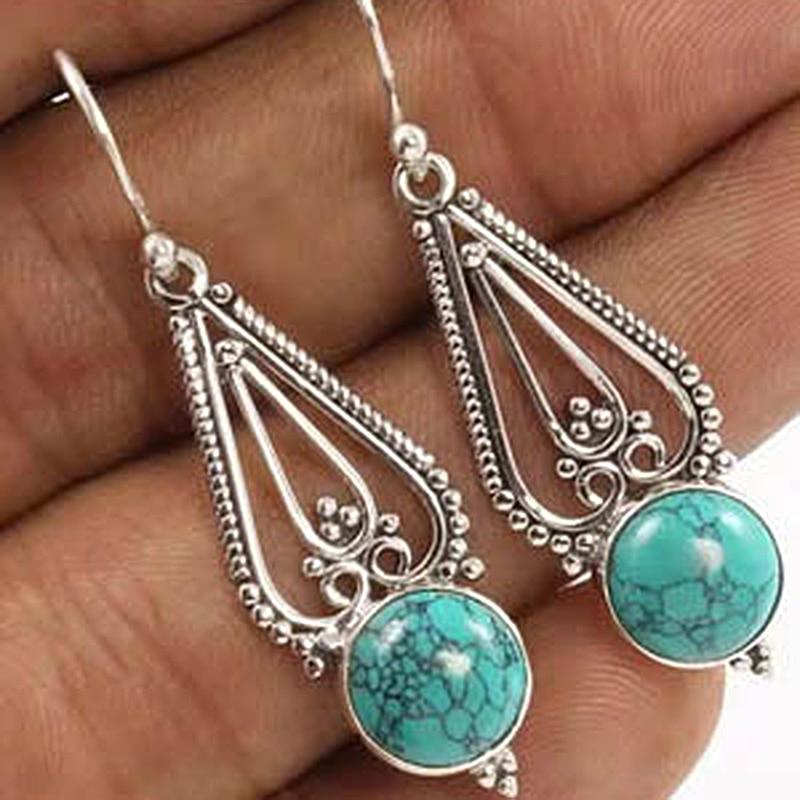 Hollow Turquoises Earrings-Eearrings-Rossny