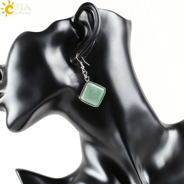 Square Gem Quartz Drop Earring-Earrings-Rossny