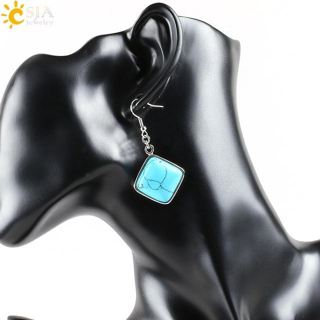 Square Gem Quartz Drop Earring-Earrings-Rossny
