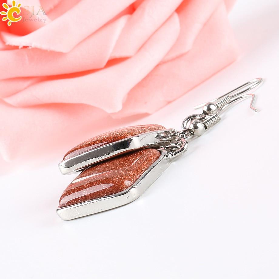 Square Gem Quartz Drop Earring-Earrings-Rossny