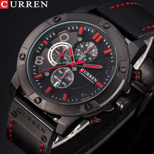 YSYH   Men Watch  Casual Chronograph Quartz Wristwatch Leather Strap Date Male Clock