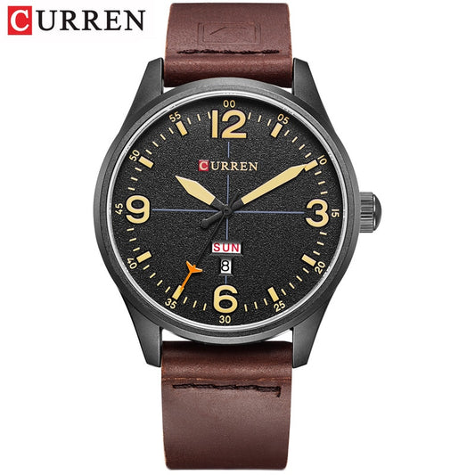YSYH Brand Luxury Casual Military Quartz Watch Men Wristwatch Leather Strap Calendar erkek kol saati