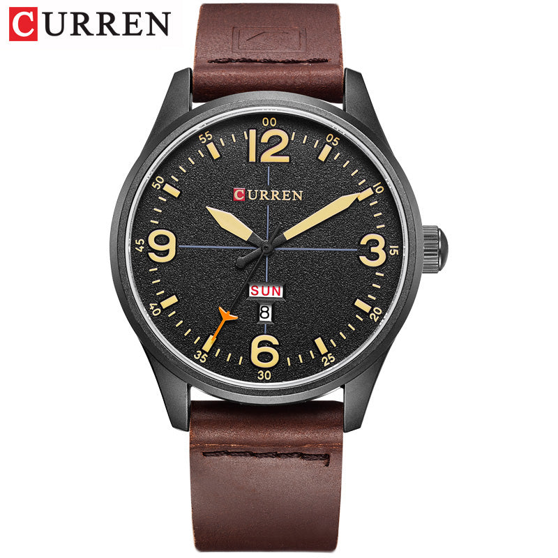 YSYH Brand Luxury Casual Military Quartz Watch Men Wristwatch Leather Strap Calendar erkek kol saati