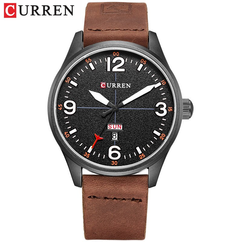 YSYH Brand Luxury Casual Military Quartz Watch Men Wristwatch Leather Strap Calendar erkek kol saati