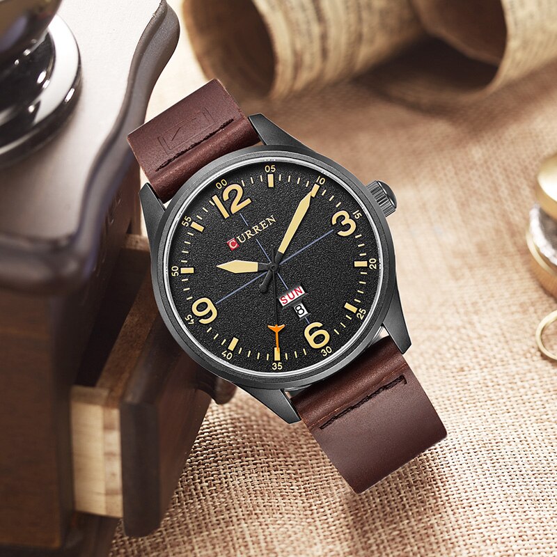 YSYH Brand Luxury Casual Military Quartz Watch Men Wristwatch Leather Strap Calendar erkek kol saati