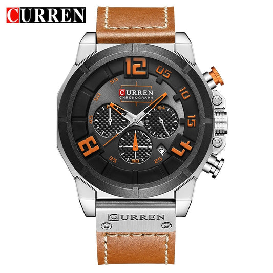 YSYH Brand Luxury  Casual Leather Strap Men's Watch Military Quartz Chronograph Hot Sale Male Clock Men Wrist Watches