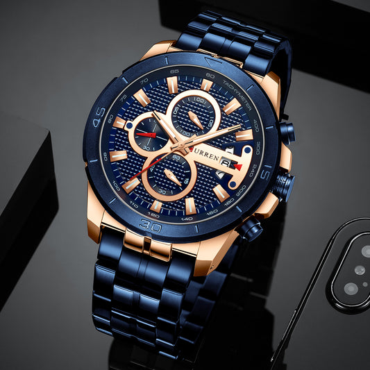 YSYH Men Watch Luxury Brand Stainless Steel Wrist Watch Chronograph Army Military Quartz Watches