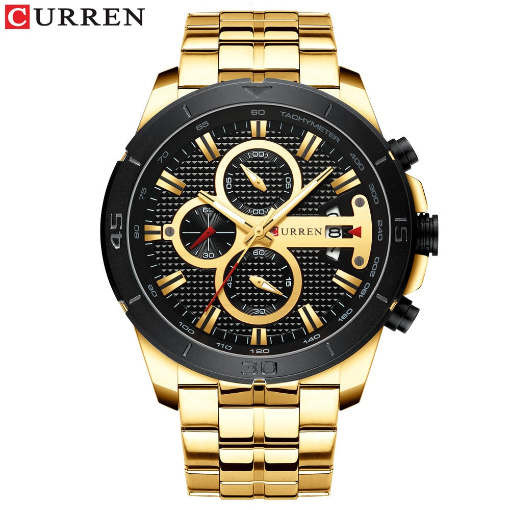 YSYH Men Watch Luxury Brand Stainless Steel Wrist Watch Chronograph Army Military Quartz Watches