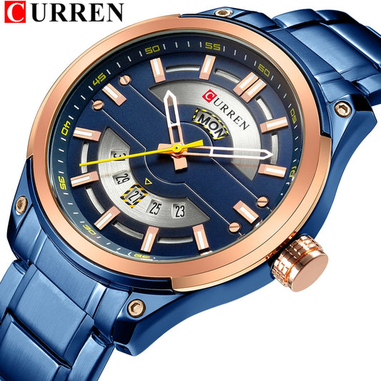 YSYH Calendar Watches Casual Sport Watch For Men 30M Water Resistant Stainless Steel Band Male Clock Luminous Wristwatches