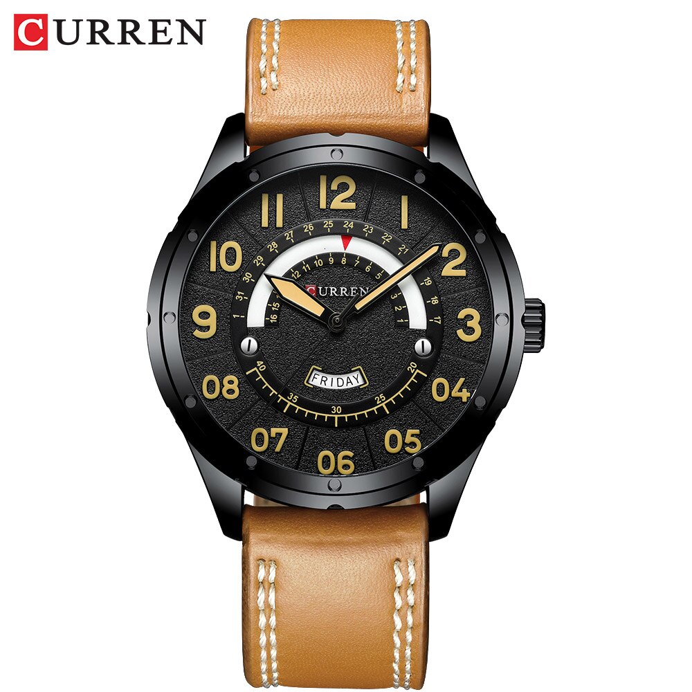 YSYH Casual Leather Strap Watch for Men Luxury Brand Military Green Clock Men Quartz Wristwatch Male Calendar Watch