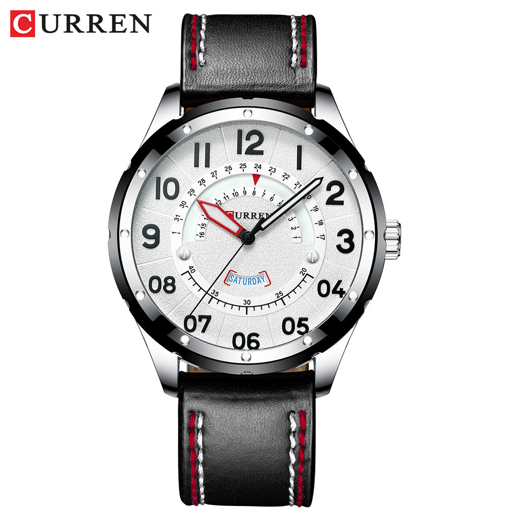 YSYH Casual Leather Strap Watch for Men Luxury Brand Military Green Clock Men Quartz Wristwatch Male Calendar Watch