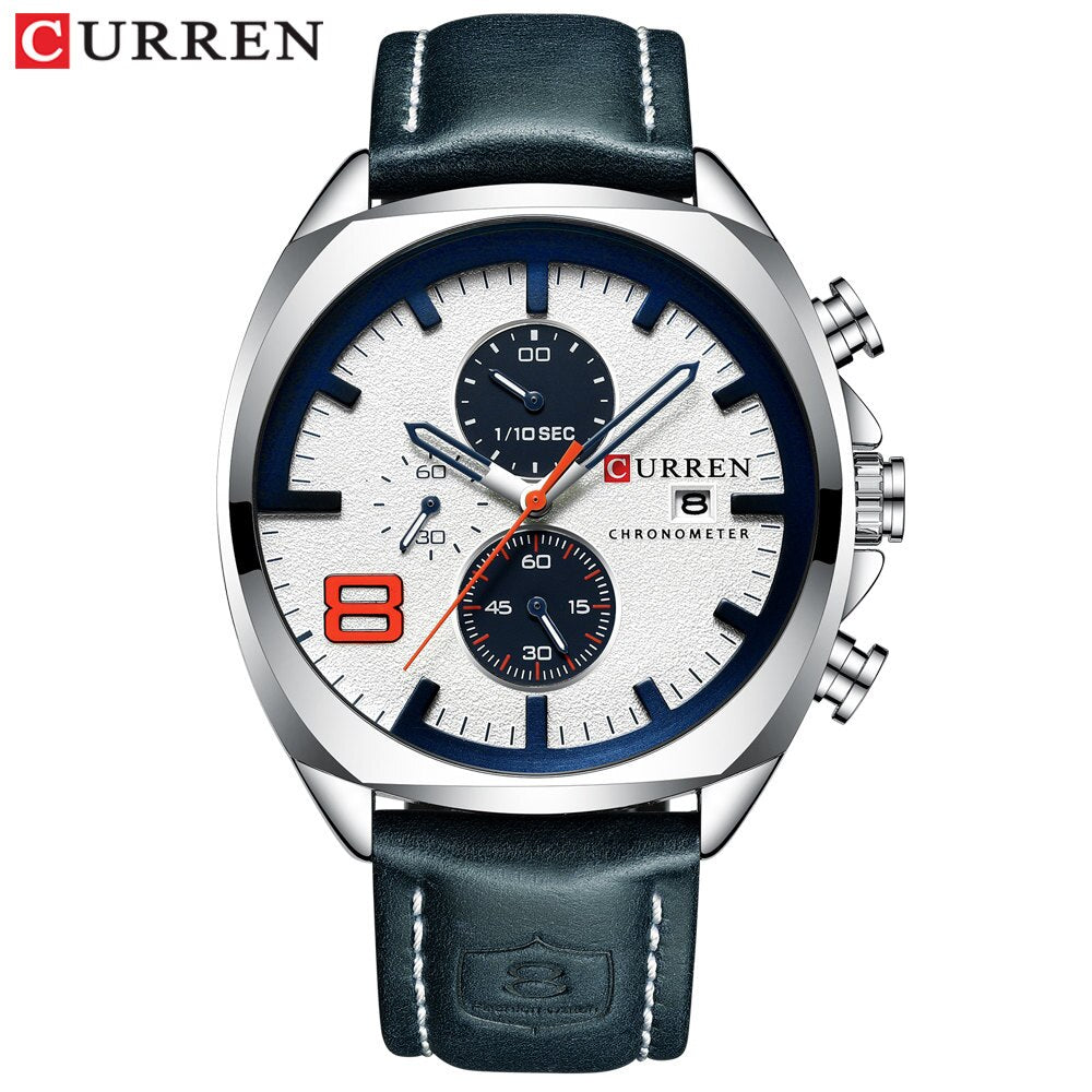 YSYH Chronograph  Men's Watches Luxury Leather Quartz Watch Men Military Sport Wrist Watch