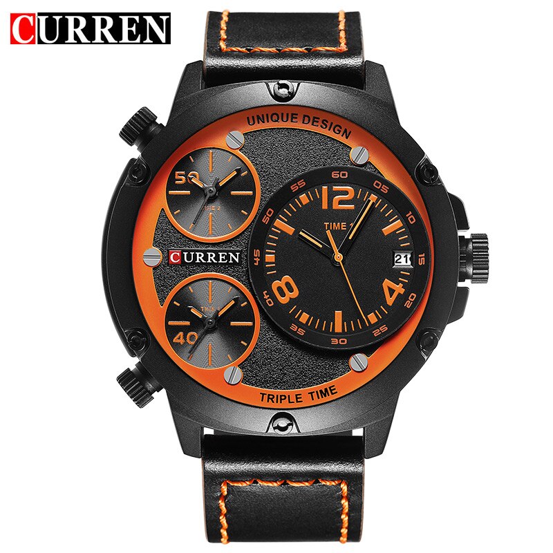 YSYH  Casual Wristwatch Military Quartz Men's Watch Multiple Time Zone Leather Strap Male Clock