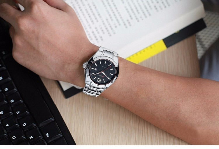 YSYH &Casual Date Men Watches Steel Band Quartz Waterproof Wristwatches erkek kol saat