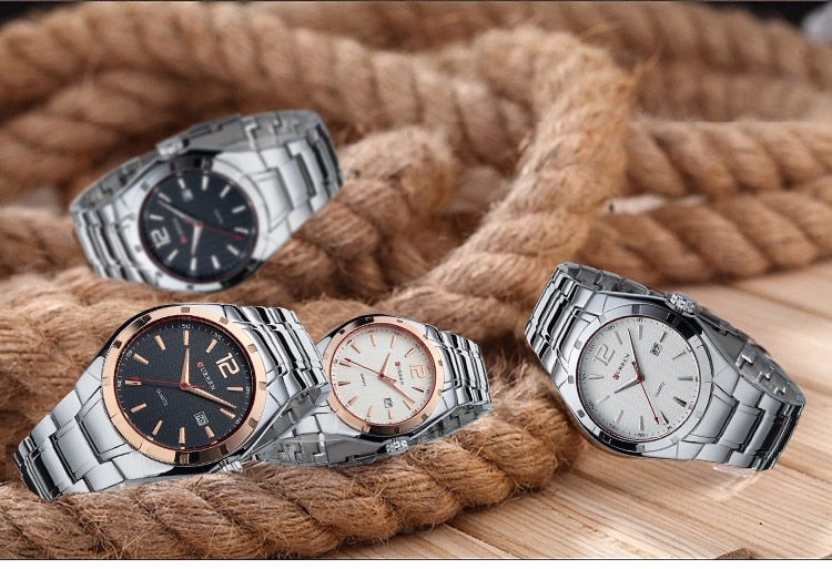 YSYH &Casual Date Men Watches Steel Band Quartz Waterproof Wristwatches erkek kol saat