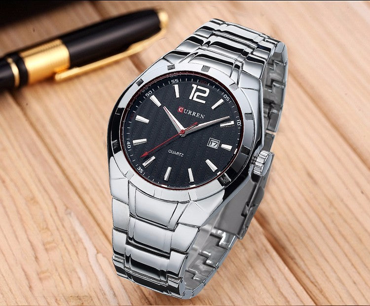 YSYH &Casual Date Men Watches Steel Band Quartz Waterproof Wristwatches erkek kol saat